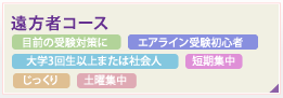 遠方者コース 目前の受験対策に エアライン受験初心者 大学3回生以上または社会人 短期集中 土曜集中